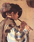 Flute Canvas Paintings - The Flute Player
